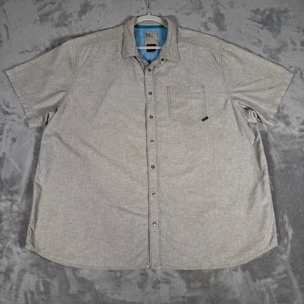 5.11 Tactical Bastion Short Sleeve Button Up Shirt Gray Size 2XL Utility Outdoor